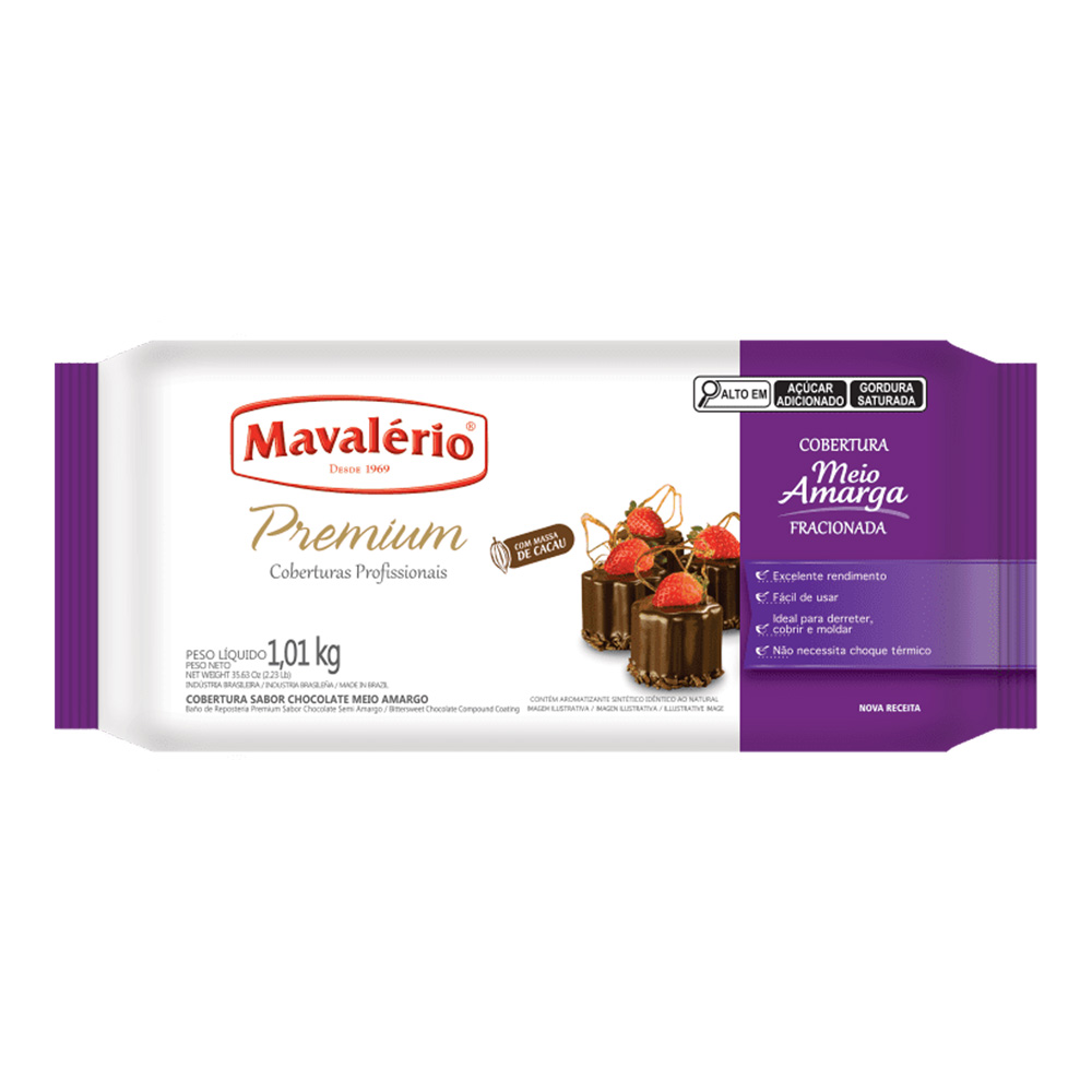 BARRA MAVALÉRIO CHOCOLATE MEIO AMARGO COB.  PREMIUM 1KG
